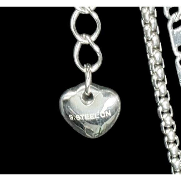 New Tocara 3-Strand Layered Necklace Silver S. Steel Clip Box Anchor Chain Cloe - Picture 7 of 12